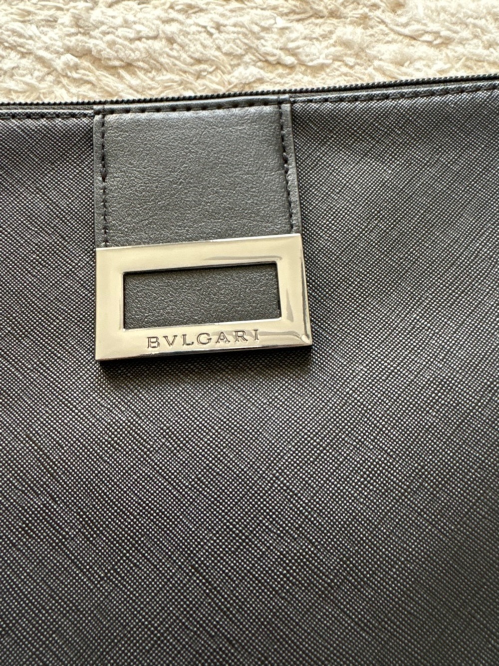 Bvlgari Black Leather Zip Clutch - Picture 3 of 5